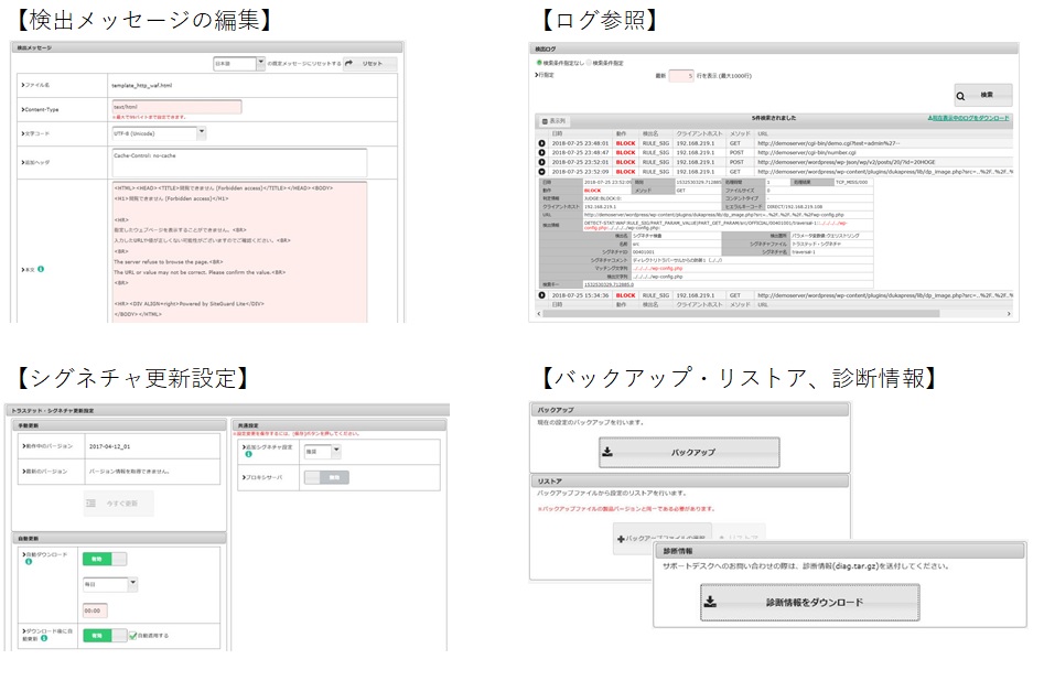 SiteGuard Server Edition／SiteGuard Proxy EditionのUI画面