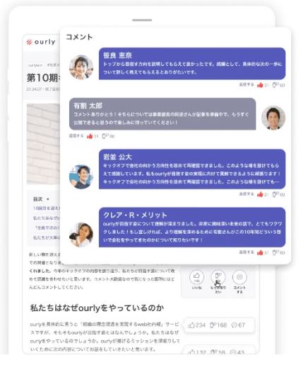 ourlyのUI画面