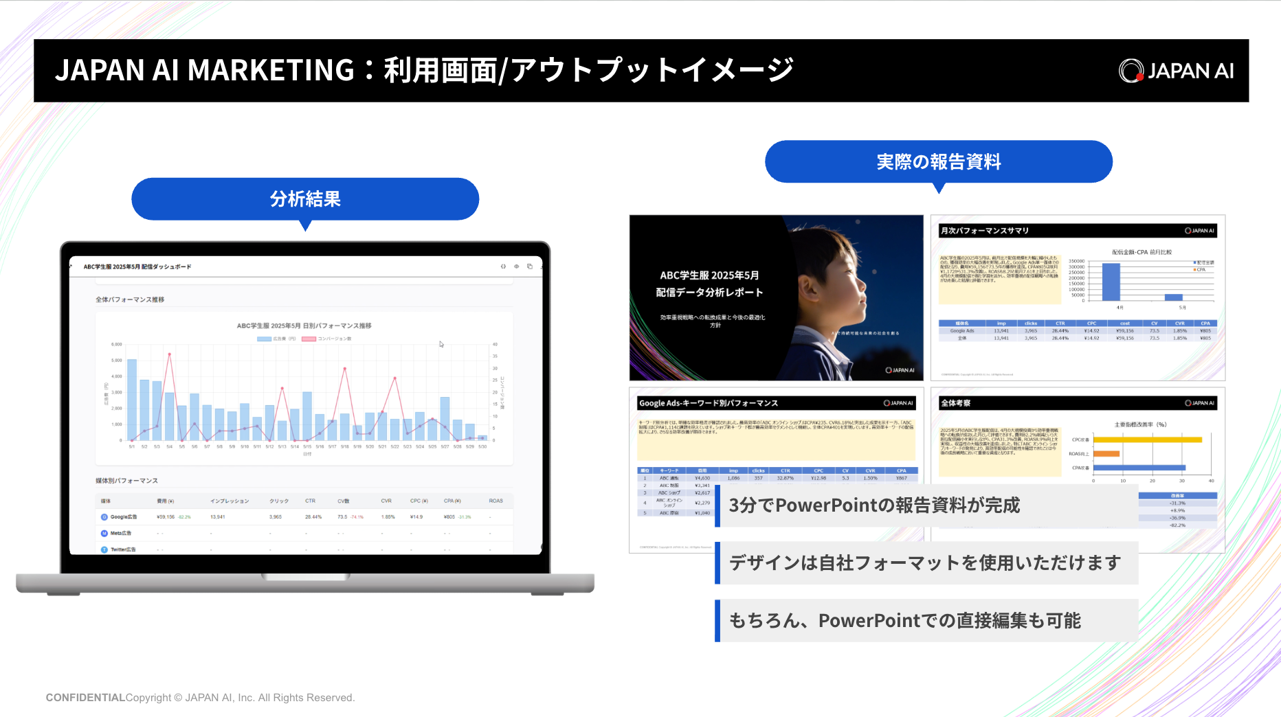 JAPAN AI MARKETINGのUI画面