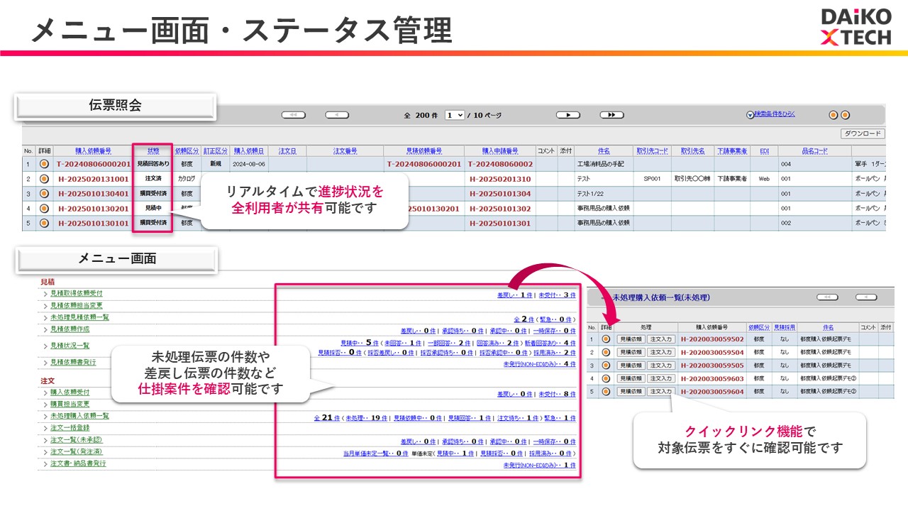 PROCURESUITEのUI画面