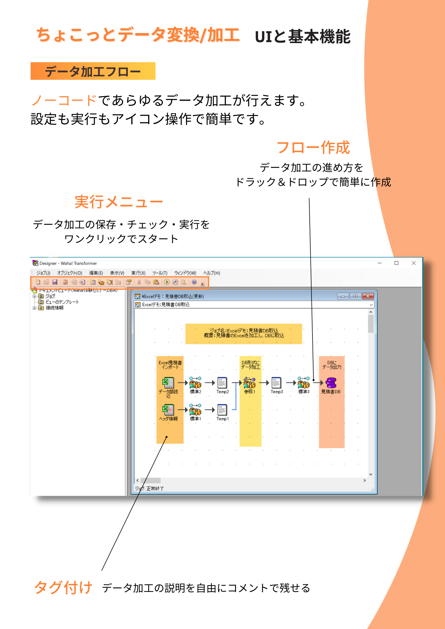 ちょこっとデータ変換／加工のUI画面