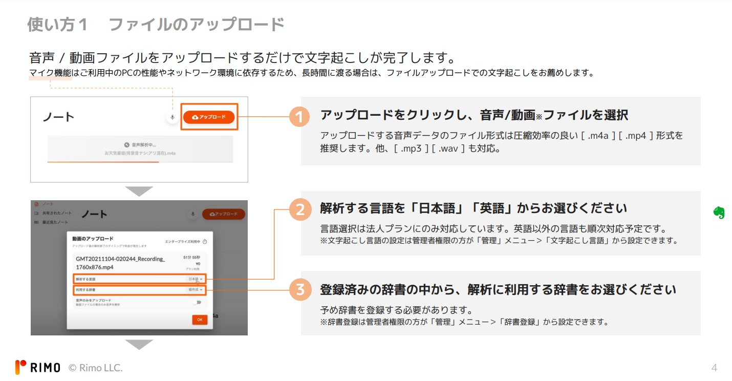 Rimo VoiceのUI画面