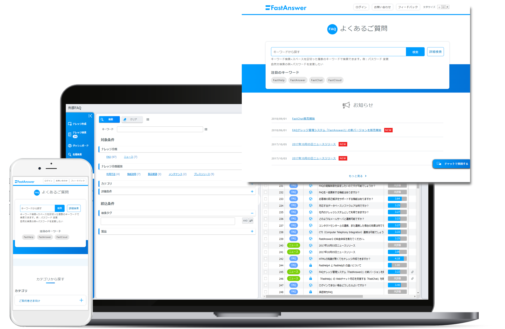 FastAnswerのUI画面
