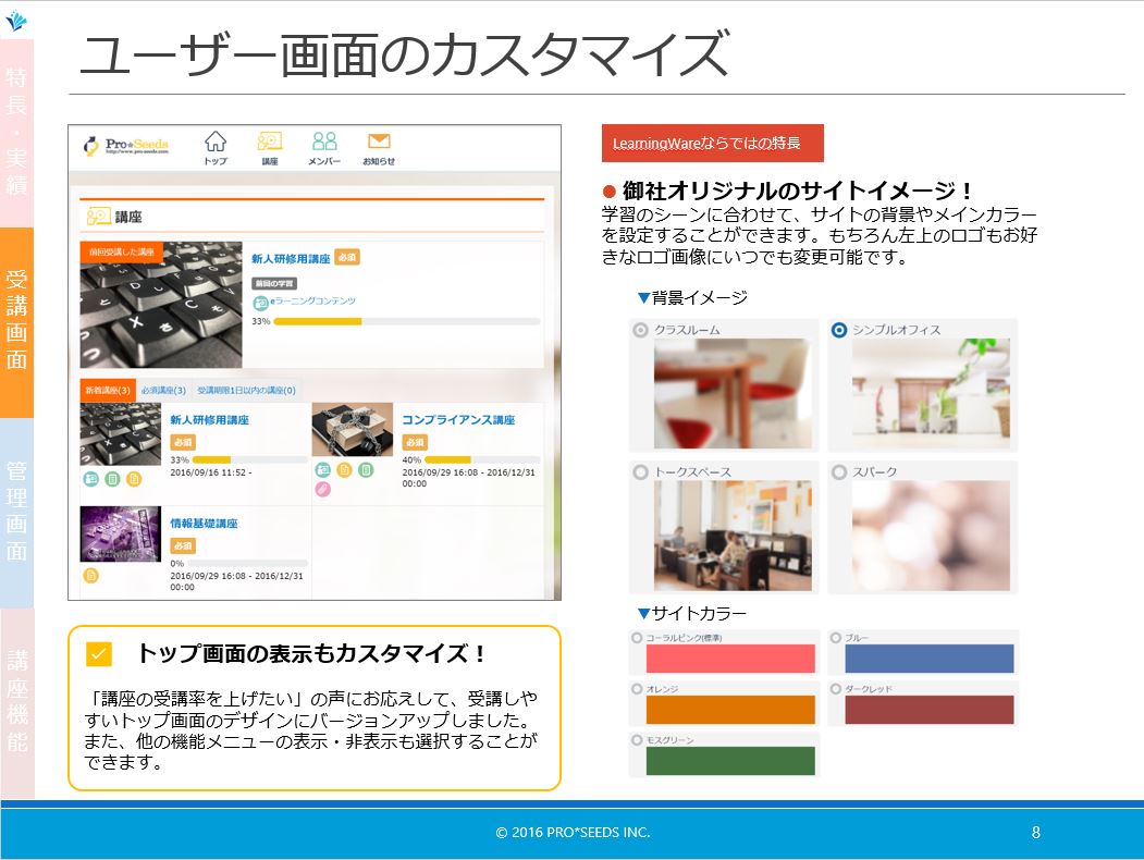 LearningWareのUI画面