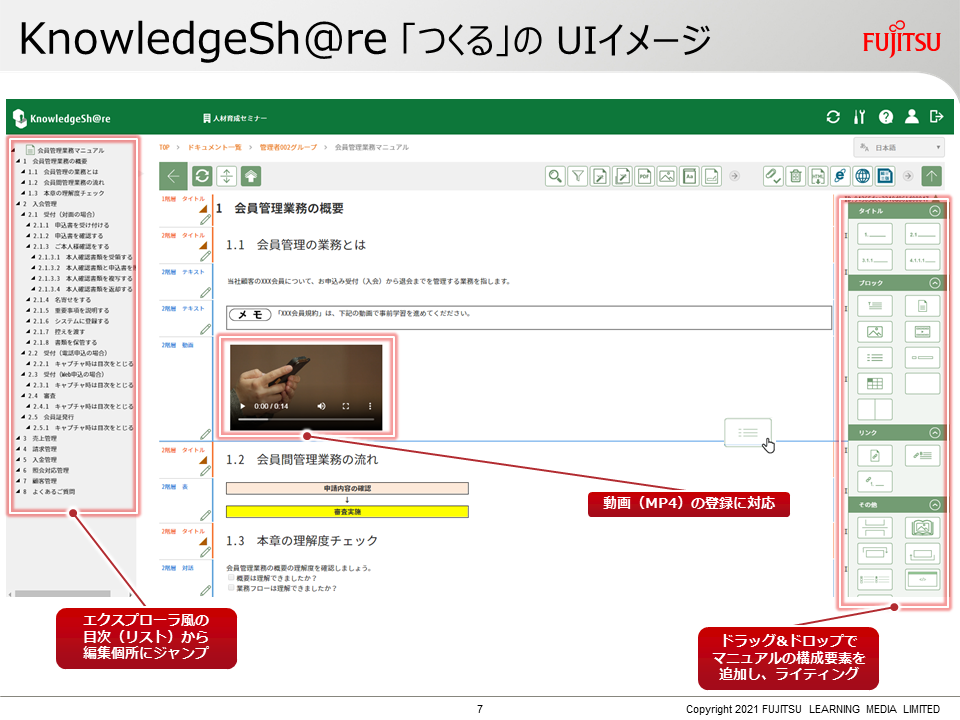 KnowledgeSh@re ナレッジシェアのUI画面