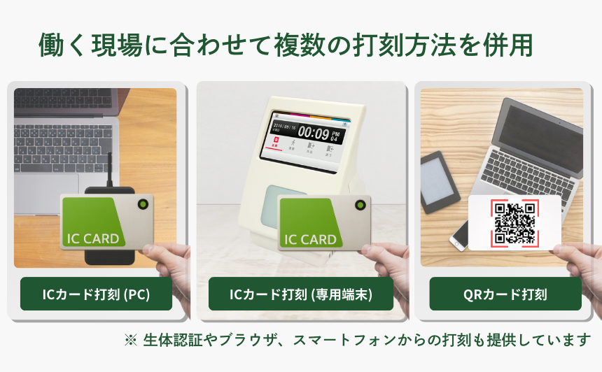 ICタイムリコーダーのUI画面