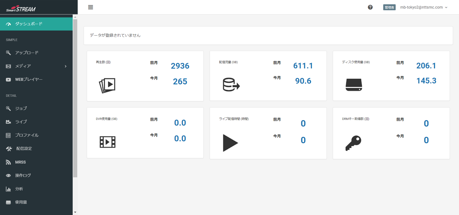 SmartSTREAMのUI画面