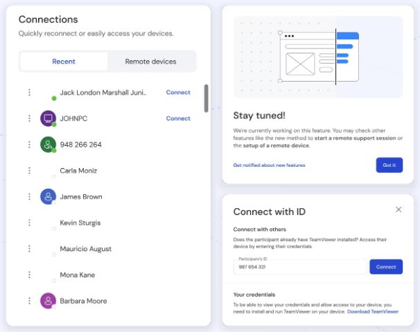 TeamViewer RemoteのUI画面