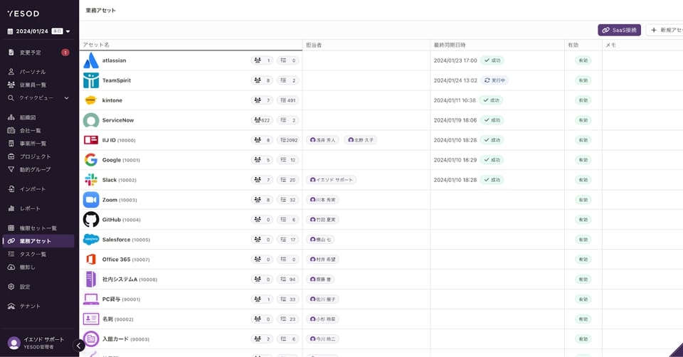 YESODアカウントコントロールのUI画面