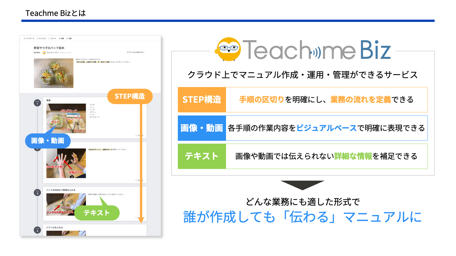 Teachme BizのUI画面