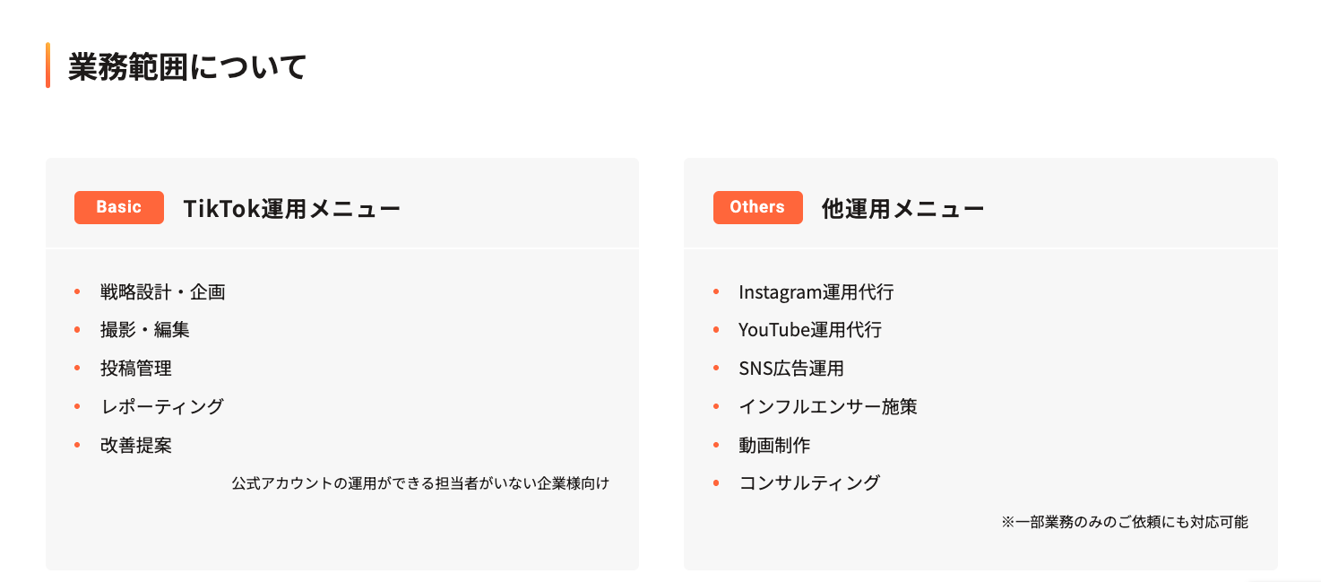 アンドゼンのTikTok運用代行のUI画面