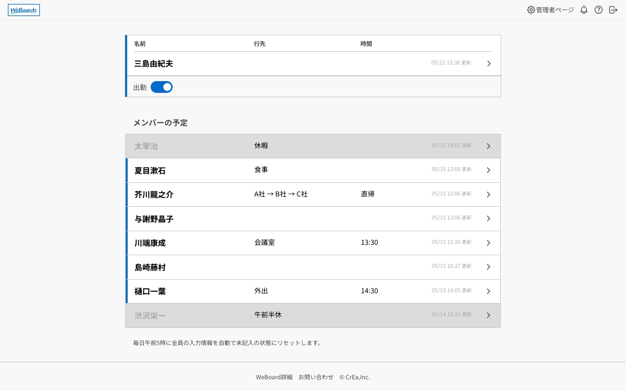 WeBoardのUI画面