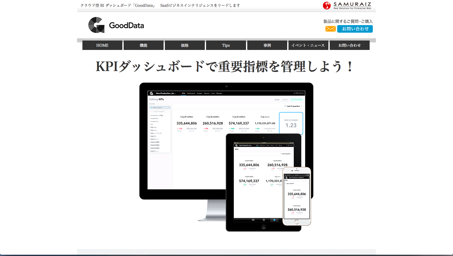 GoodDataのUI画面