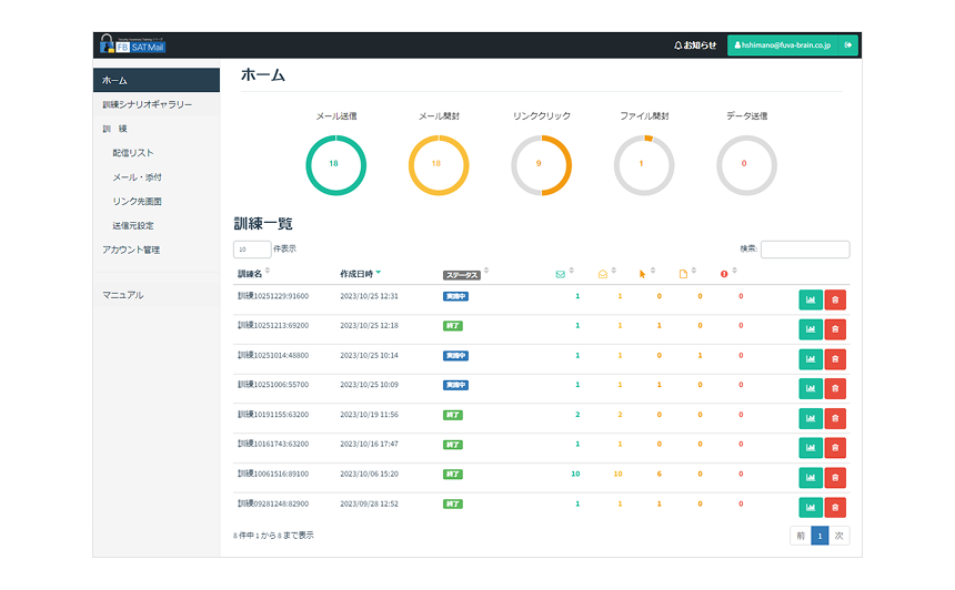 FB SATMailのUI画面