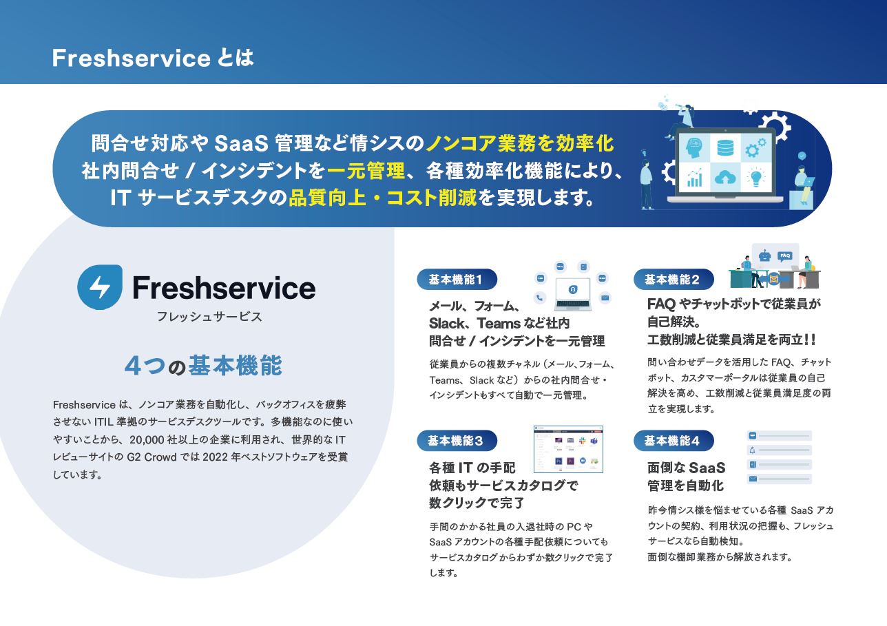 FreshserviceのUI画面