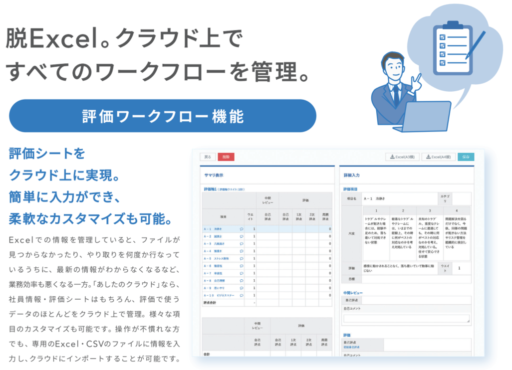 あしたのクラウドHRのUI画面