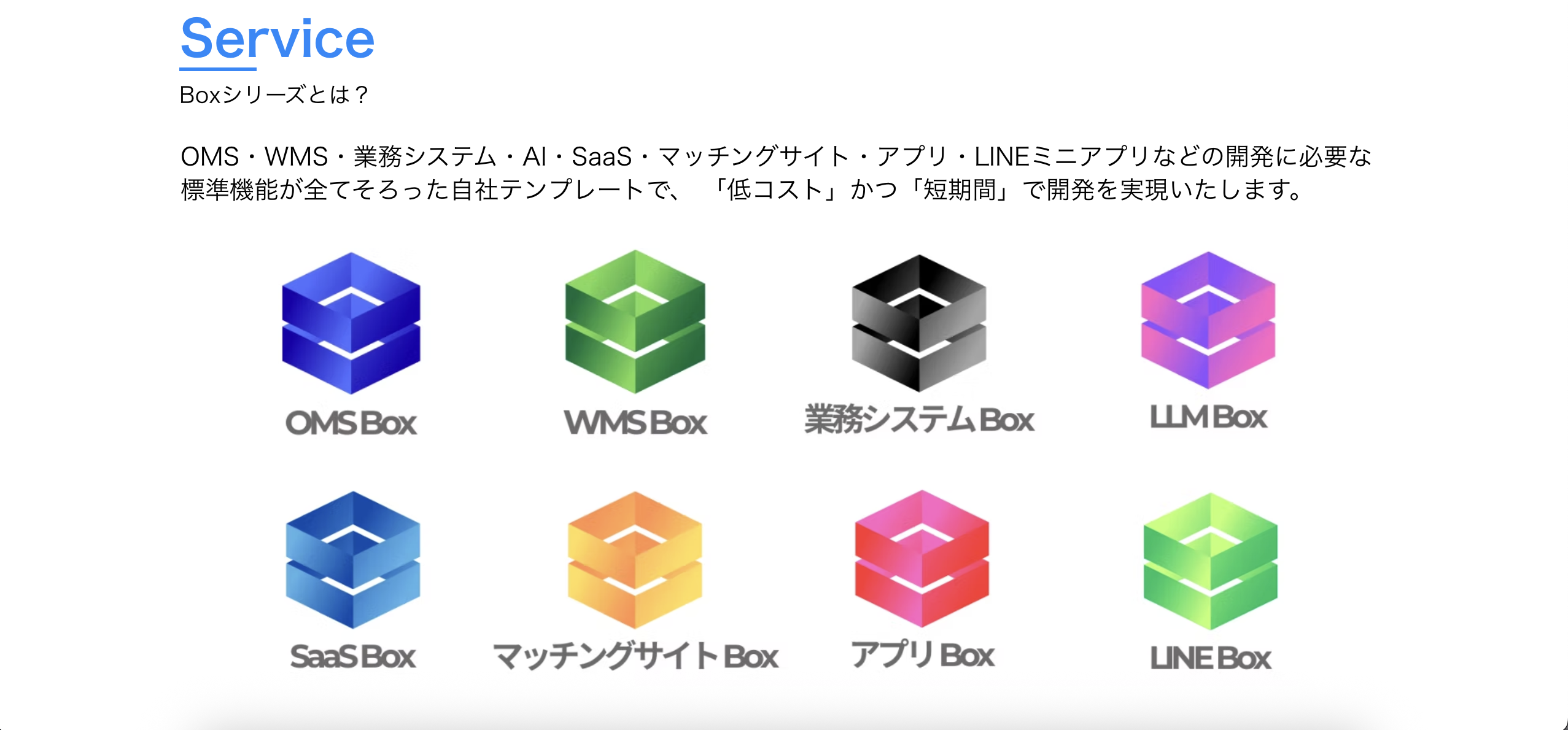 BoxシリーズのUI画面
