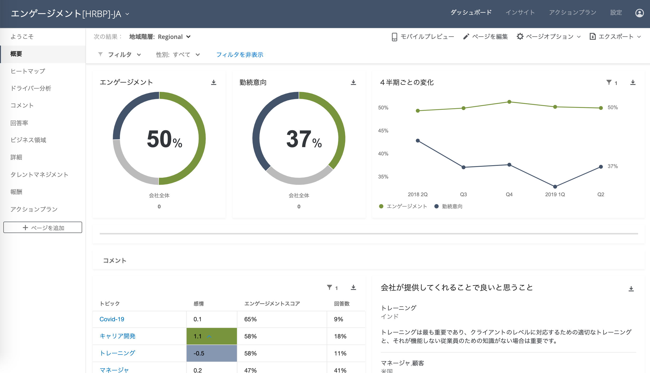 クアルトリクス (Qualtrics) - XM for Employee ExperienceのUI画面