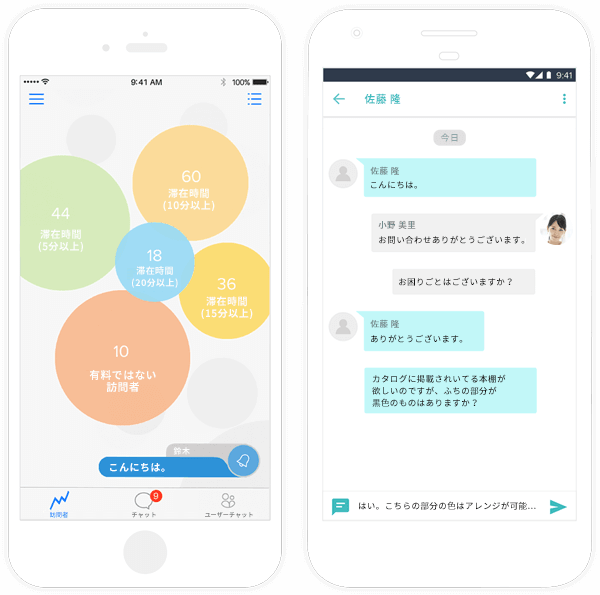 Zoho SalesIQのUI画面