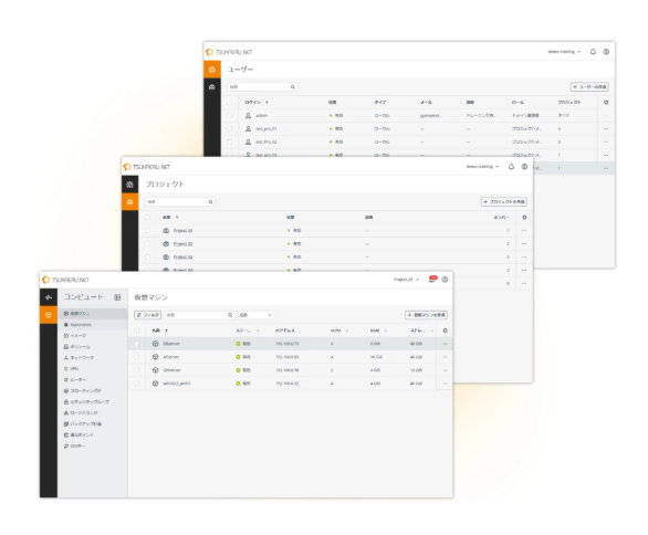 使えるプライベートクラウドのUI画面