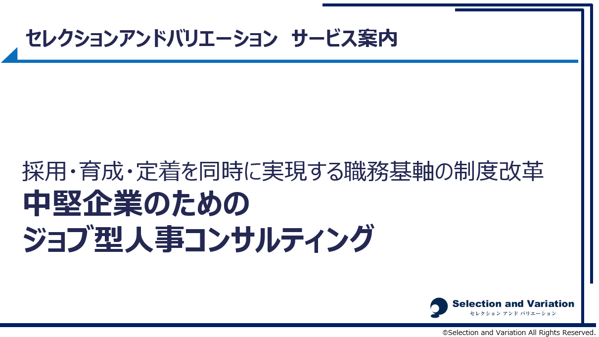 セレクションアンドバリエーションの中堅企業のためのジョブ型人事コンサルティング