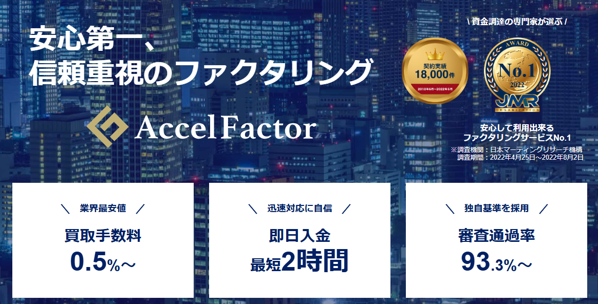 アクセルファクターのファクタリングのUI画面