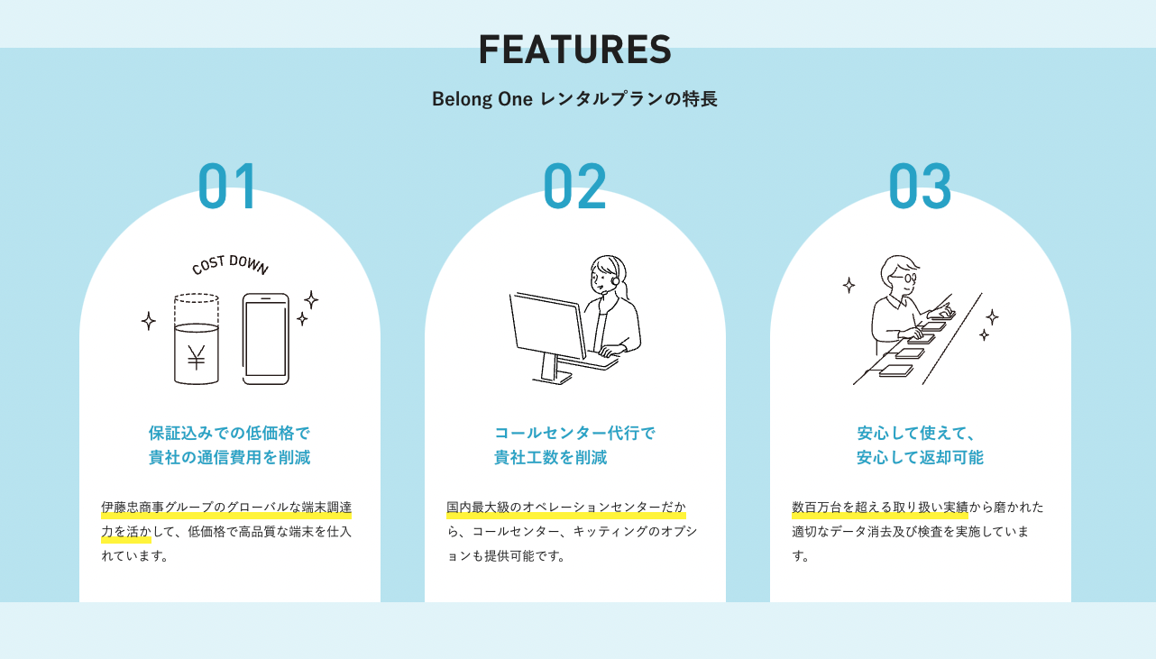 Belongの法人向けサービスのUI画面