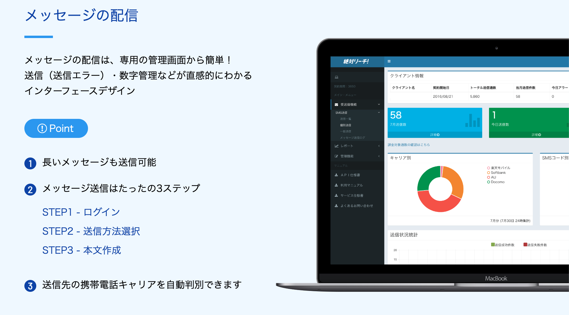 絶対リーチ！SMSのUI画面