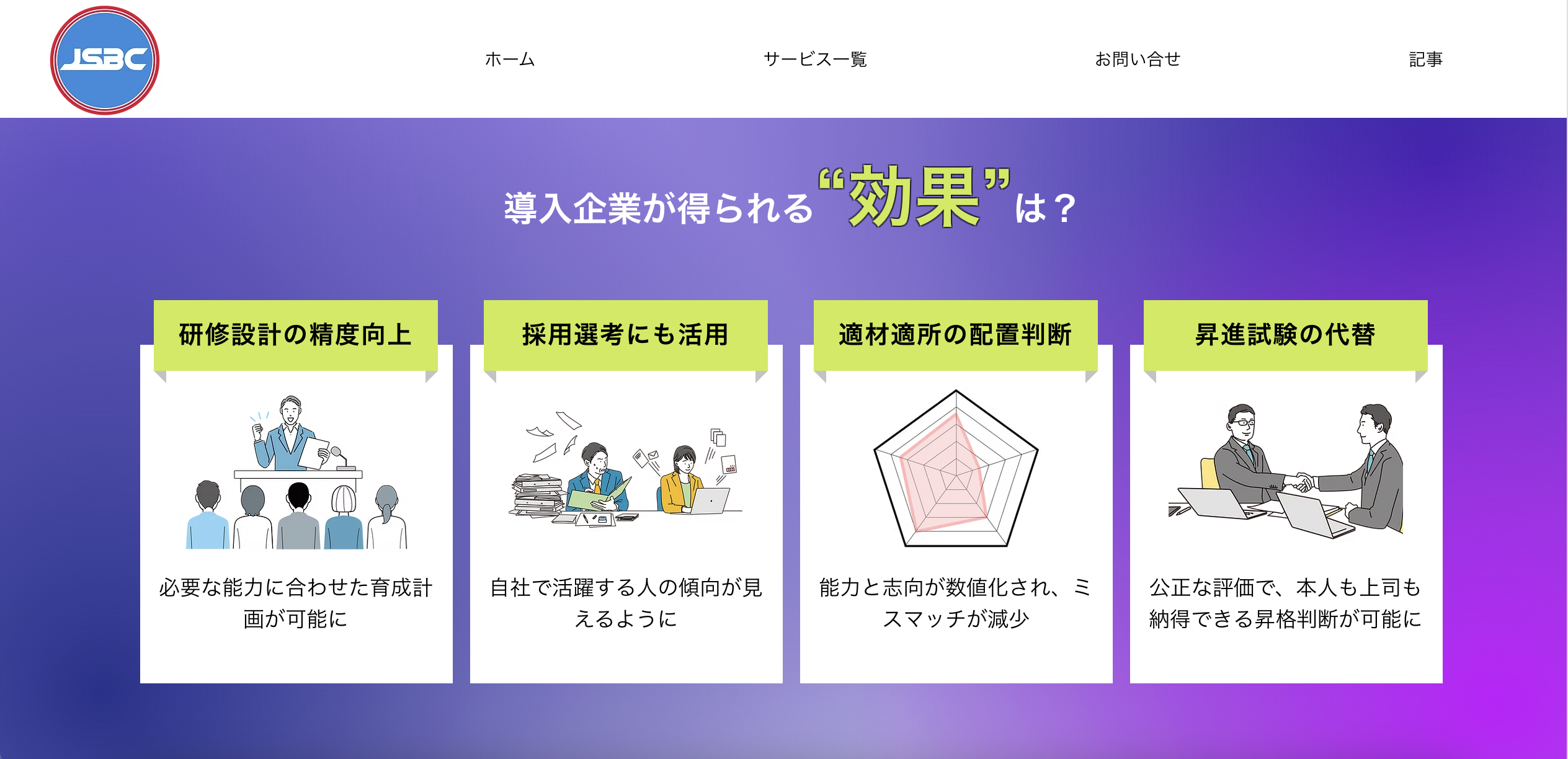 JSBCの人材アセスメント研修のUI画面